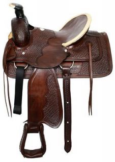 16 Basketweave Tooled Buffalo Roper Style Highback Hardseat Saddle