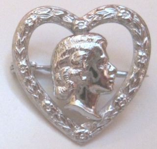 HM Queen Elizabeth Coronation Heart Shaped Brooch by Mizpah