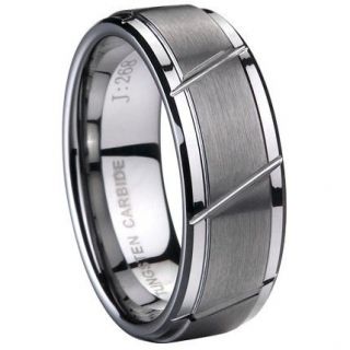8MM TUNGSTEN Carbide Ring Brushed Size 7 to 15 Mens Engagement 