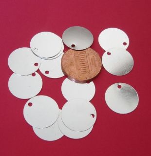 50pcs  Silver Plated Over Brass Bright Color Flat Round Blank Disc 