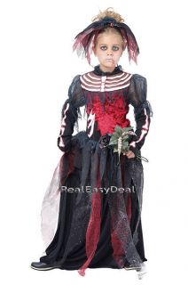   Years Girls Skeleton Bride Queen Princess Costume Halloween CC850