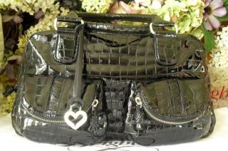 BriGHtoN ✿KIRSTIE✿ Black Croco Patent Leather Handbag Doctors 