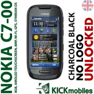 NEW NOKIA C7 00 CHARCOAL BLACK UNLOCKED SIM FREE MOBILE PHONE C700 GSM