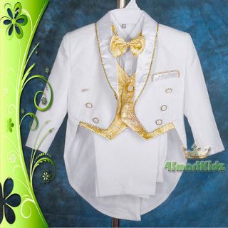   OFFER White Baby Boy Formal Suit Tuxedo Wedding Pageboy Sz 2 #015A