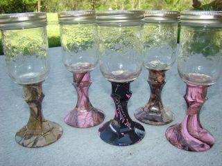 Redneck (Camo) Wine Glasses in Camo Hydrographics  3 styles to choose 