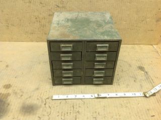   Small 10 Drawer Metal Industrial Organizer Tool Parts Box Cabinet