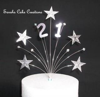 Silver/Gold Star Cake Topper Any Number Birthday