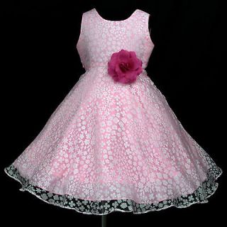   Pink hpp791 Bridesmaid Communion Party Flower Girls Dress 5 6 y sz 90