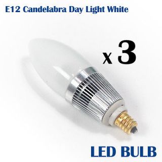 xLED E12 Candelabra Light 120V 3W Day Light Day White LED Lamps 