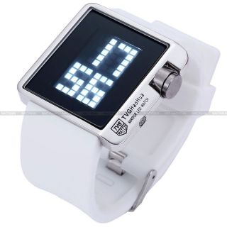 M2C White LED Light Digital Lady Men Mirror Date Jelly Silicone Sport 