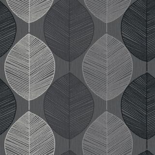 Black Silver Taupe 408201 Retro Leaf Arthouse Wallpaper