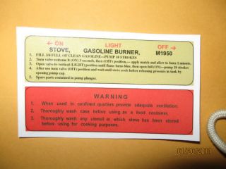 1950 stove labels NEW IMPROVED/ fuel resistant Gold