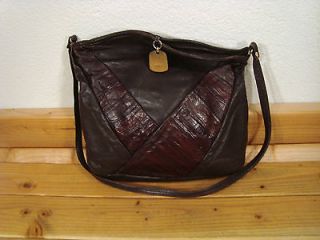 Vintage Sunco Burgundy Black Eel Skin Leather Purse Bag