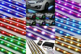 Color RGB LED Light Strip Under Car Underbody Glow Strobe kit 