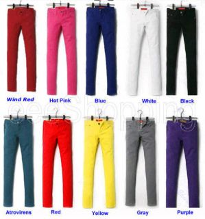 Sale Candy Women Girls Causal Stretch Pencil Slim Pants Trousers 