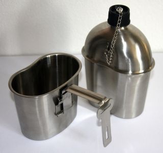Stainless steel Canteen with cup.(Free G.I. Nylon canteen cover)