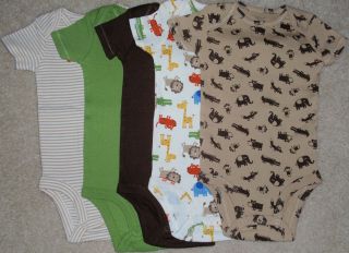 NWT BOYS CARTERS 5 PC SET ONESIES SIZE 6 & 12 MONTHS