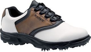 FOOTJOY GREENJOYS MENS GOLF SHOES CLOSEOUT WHITE/BROWN 45516