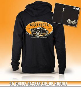 Aesthetic Finishers 1955 55 Chevy Gasser Hot Rod Zip up Hooded Hoodie 