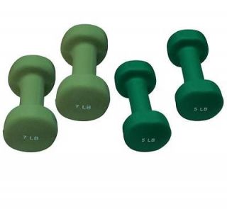 Neoprene Coated Dumbbell Set 2 pairs of 5 and 7 lbs with EZ Buy It 