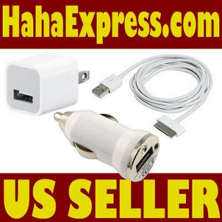 Wall Charger and Car Charer and Data Cable for iPod iTouch iPhone 