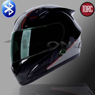 TORC FULL FACE MOTORCYCLE BLUETOOTH HELMET BLACK CARBON FIBER S M L XL