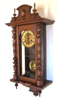 Antique Vienna Regulator Wall Clock, Spring Driven, 8 Day Time and 