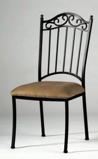 Wrought Iron Upholstered Dining Side Chair   Antique Taupe   Set of 4