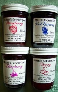 Homemade AMISH Country Jam 4 Pack 8oz Jars Your Choice
