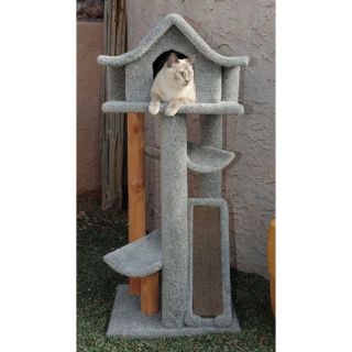 Cat Condo Large Cat Pagodas Tree Blue Carpet Wood Pet Scratcher Post