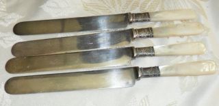 SET OF 4 ANTIQUE MERIDEN CUTLERY CO. STERLING SILVER PEARL HANDLE 