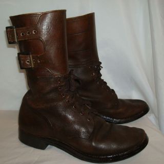 Genuine WWll Brown Leather Combat/Jump Boots Double Buckle sz 9 1/2 C