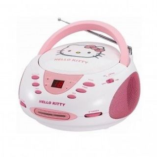   HELLO KITTY PINK / WHITE STEREO CD PLAYER AM FM RADIO BOOMBOX KT2024A