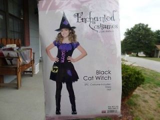 Girls Child Black Cat Witch Halloween Costume Size M (7 10)