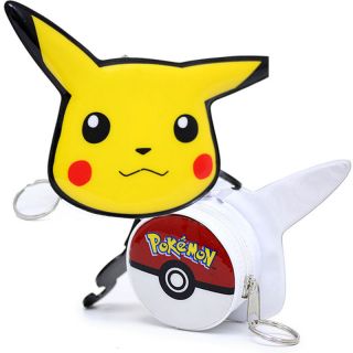 Pokemon Pikachu Face Key Chain Coin Wallet Pokeball Bag
