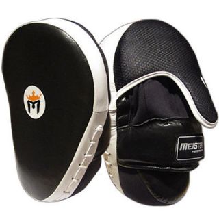 LEATHER FOCUS MITTS w/ WRIST SUPPORT (PAIR)   CURVED Meister MMA 
