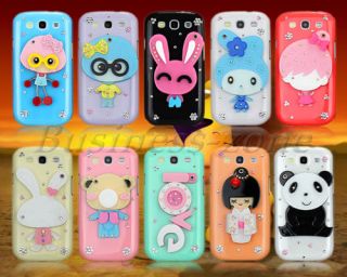 Lovely Cartoon Mirror Bling Skin Case Cover For Samsung i9300 Galaxy 