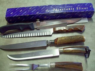Hollow Ground Carving Knife & Fork/Russell Green River Knife/Ecko 