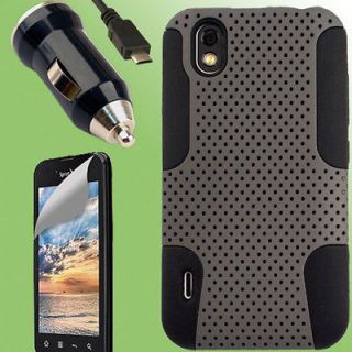 Case+Car Charger+Screen Protector for LG Marquee Optimus Black A Cover 