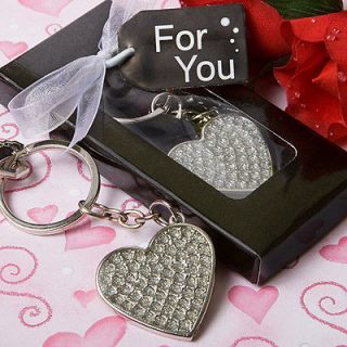 25 Super Sparkler Heart Design Metal Key Chain Wedding / Bridal Shower 