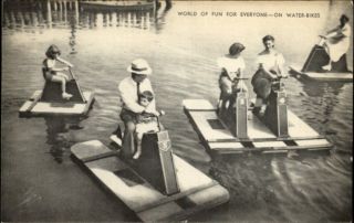 Paddle Boats Water Bikes Old Postcard   GREAT SCENE