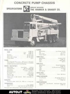 1977 Duplex Concrete Pump Truck Sales Brochure