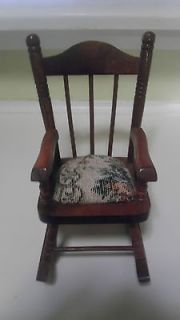 Wood Rocking Chair Pin Cushion with Tapestry print seat