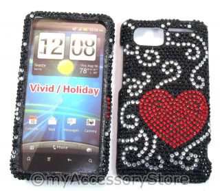   Vivid 4G Red Hearts Rhinestones Diamond Glitter Bling Phone Case Cover