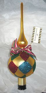  CHILDS Glass Christmas Tree Topper TRAPEZE Checked NEW IN BOX