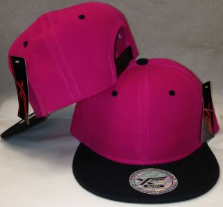 Plain Blank SNAPBACK Pink Black Cap Hat 2 Tone WE DO Custom Embroidery 