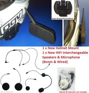   Motorcycle Helmet Mount & HiFi Speakers Mic for Intercom Headset