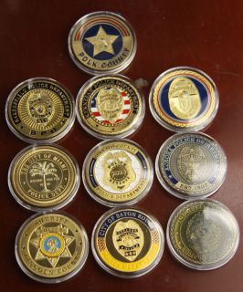 lot of 10 Different Police Challenge Coins /S529