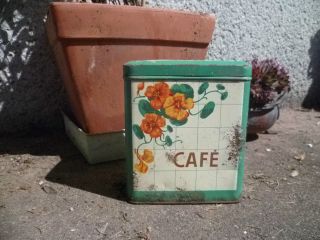   Nouveau Style Vintage FRENCH TIN shabby BOX CANISTER  CAFE  coffee