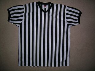   mens athletic referee shirt size 2XL XXL black white stripe polyester